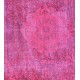 Pink Handmade Vintage Overdyed Turkish Carpet